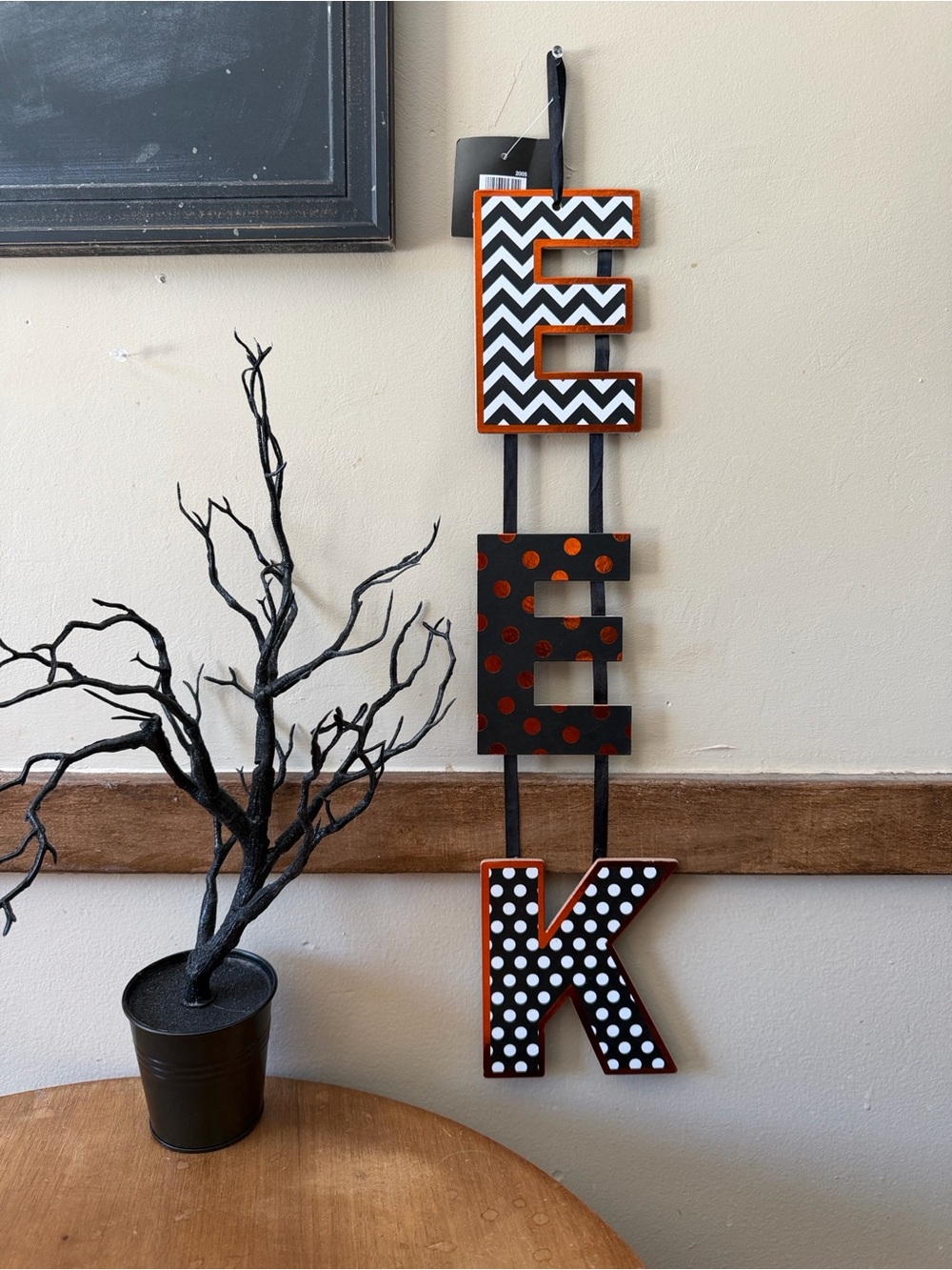 Hobby Lobby Halloween Wall Hanging in Black, White, Orange